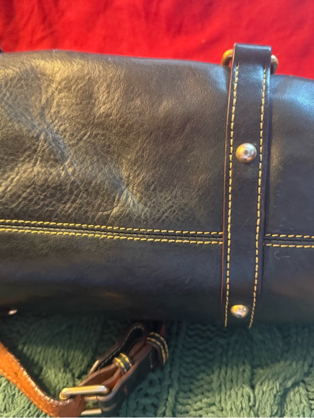 Dooney & Burke Flortine Leather, dark teal beautiful statement piece. - Picture 4 of 9